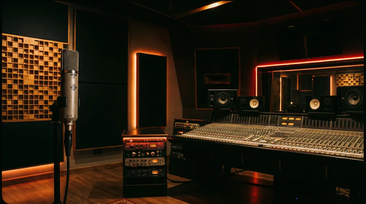 专业录音棚内部设备与声学处理